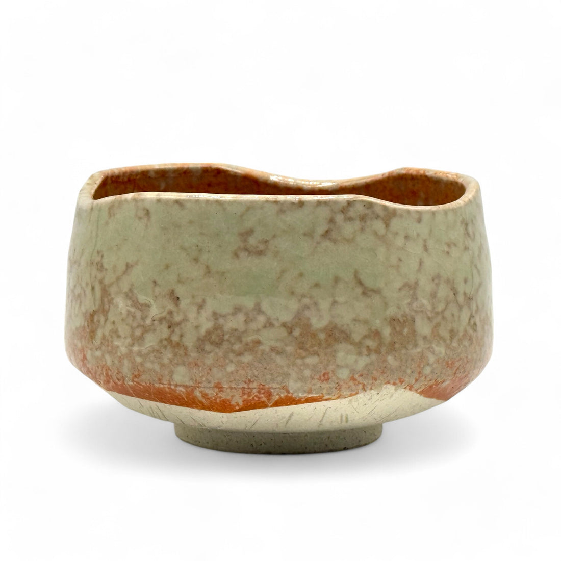 Hinode Orange Mino-yaki Chawan - Japanese Matcha Bowl