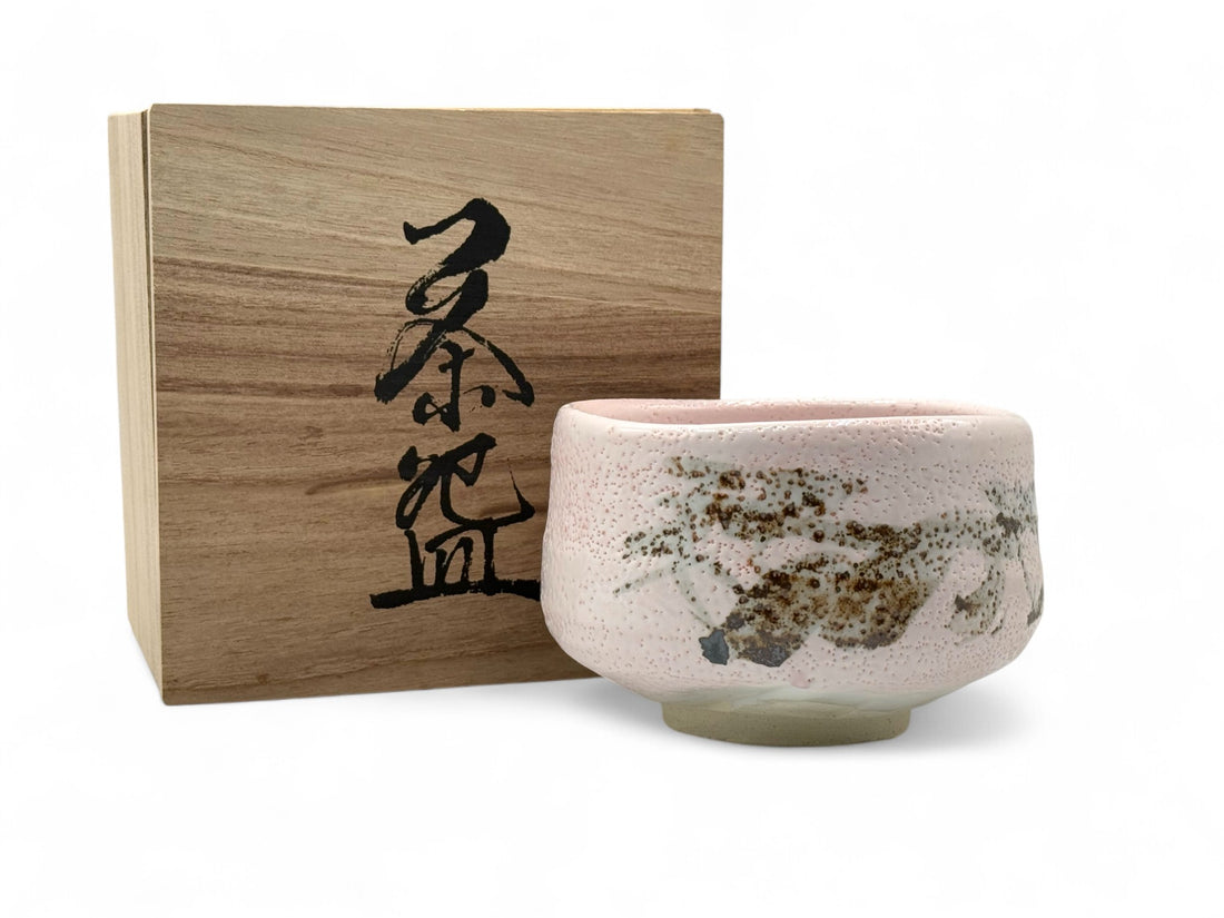 Sakura Kazako Pink Mino-yaki Chawan (Wooden Box) - Japanese Matcha Bowl