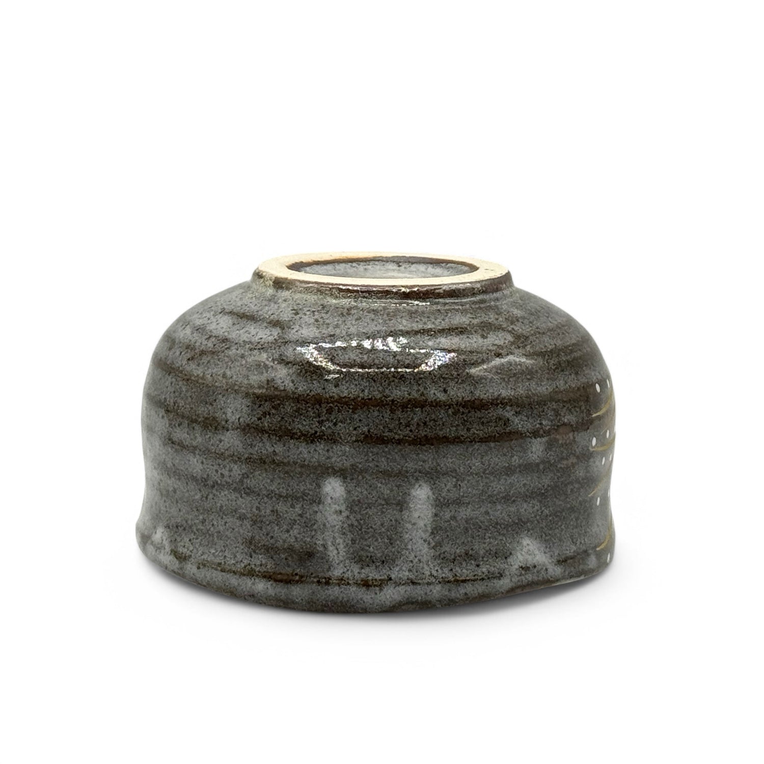 Hane Usagi Moon Rabbit Gray Kutani-yaki Chawan (Wooden Box) - Japanese Matcha Bowl