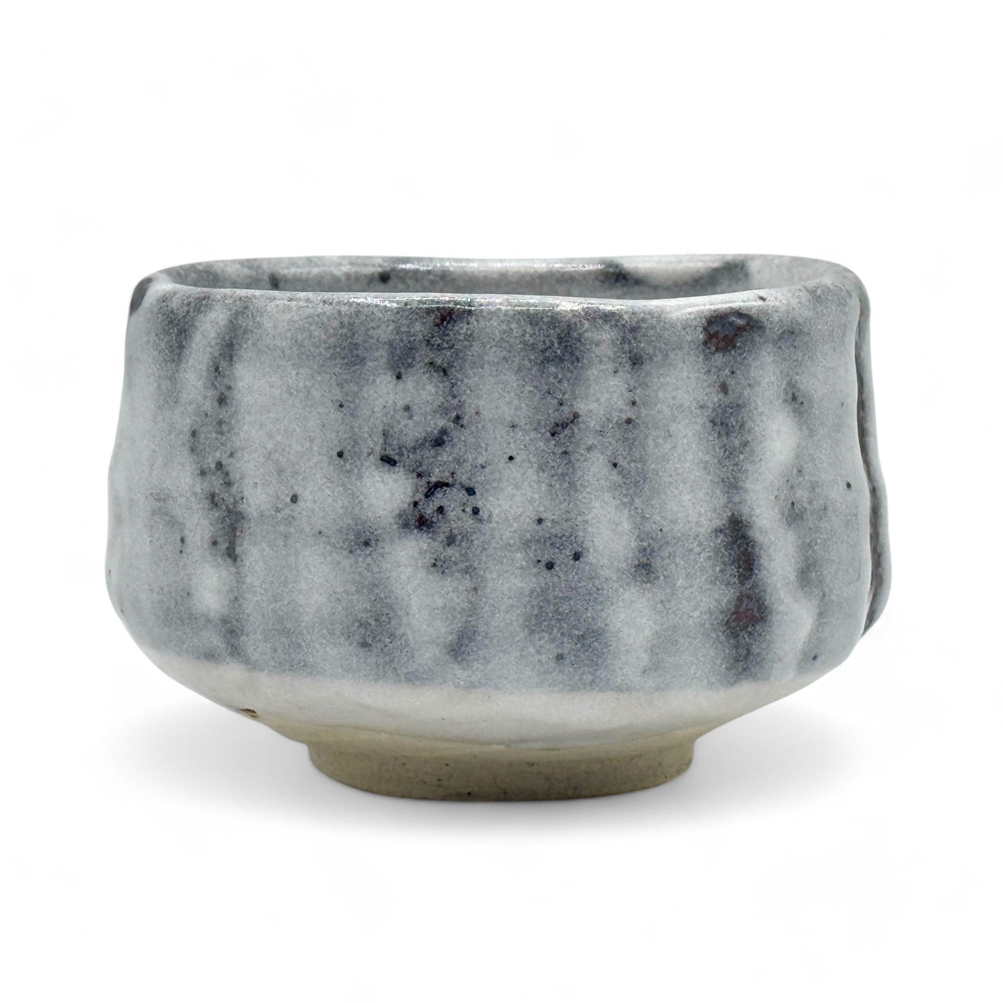 Oni Shino Gray Mino-yaki Chawan Set - Japanese Matcha Bowl