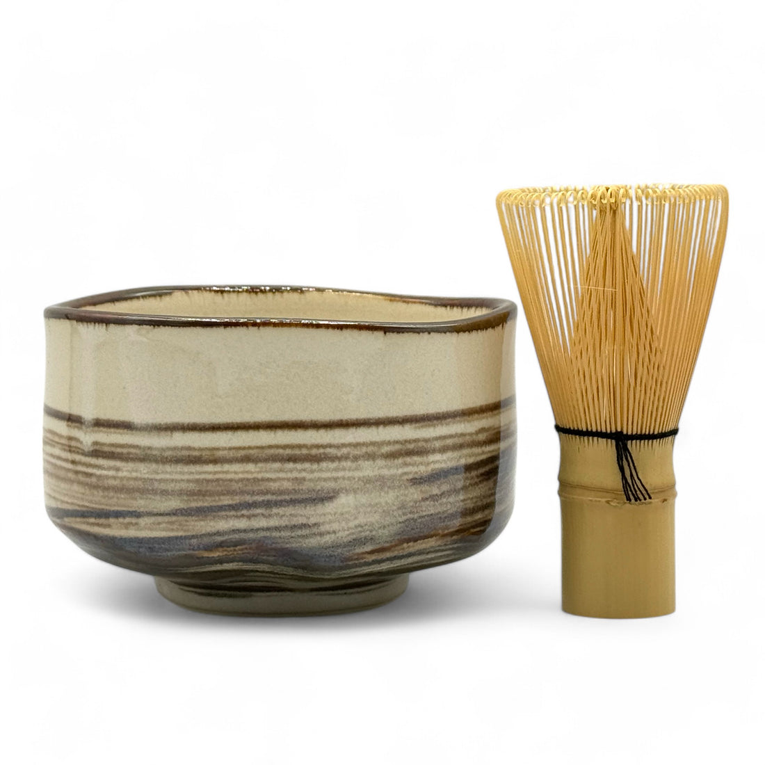 Ichiyama Brown Mino-yaki Chawan Set - Japanese Matcha Bowl