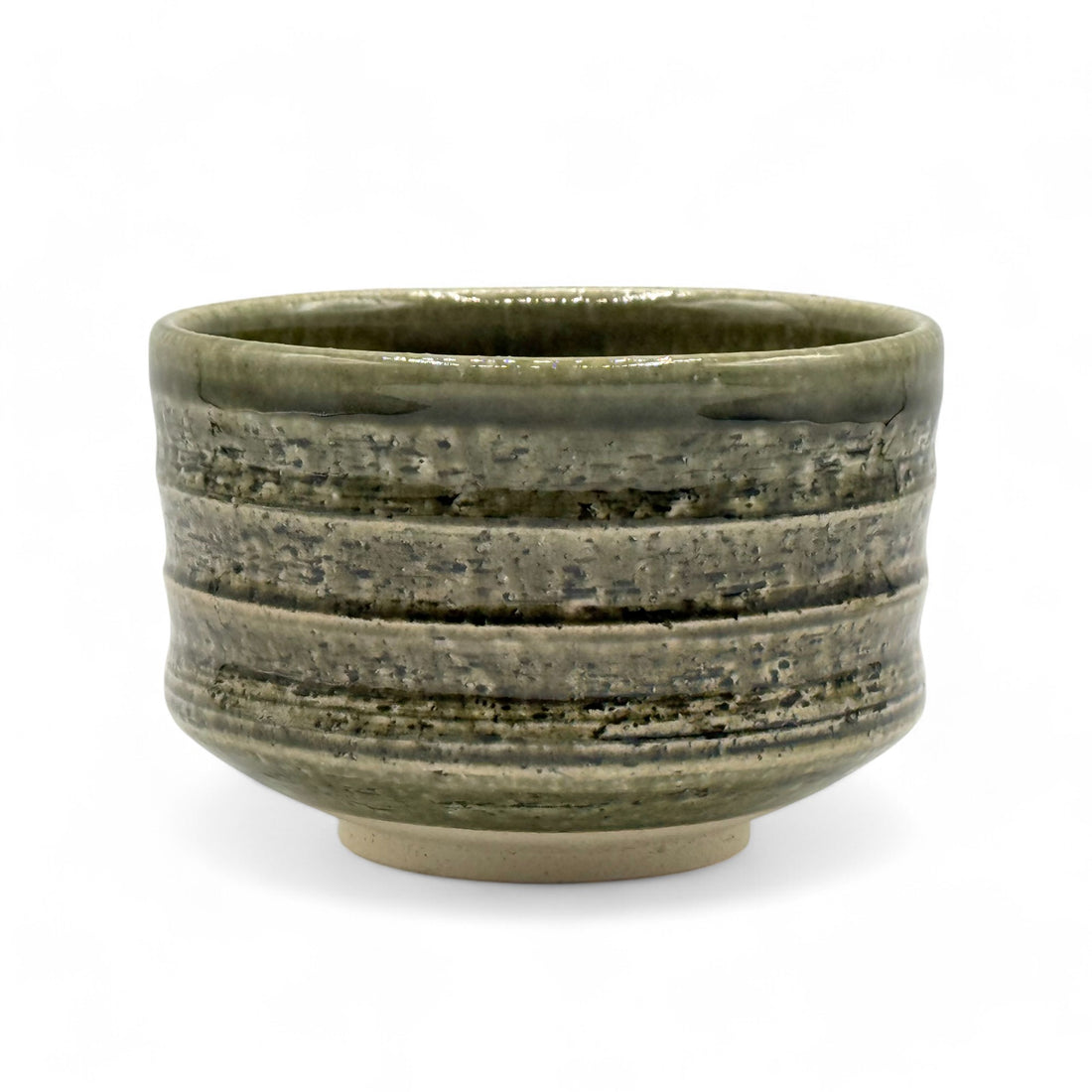 Maruyoshi Green Mino-yaki Chawan - Japanese Matcha Bowl