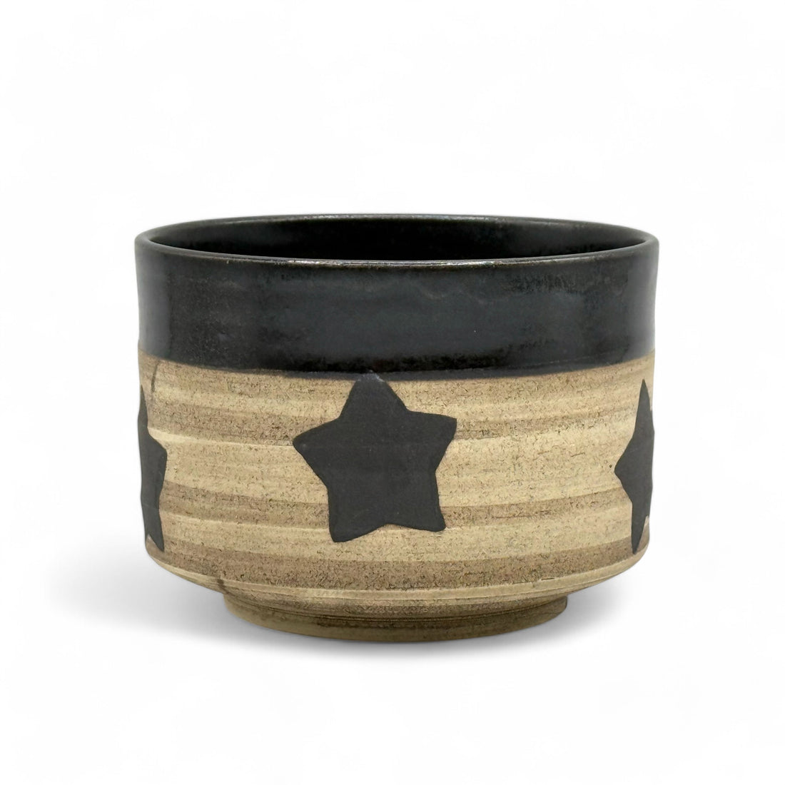 Hoshi Star Black Mino-yaki Chawan - Japanese Matcha Bowl