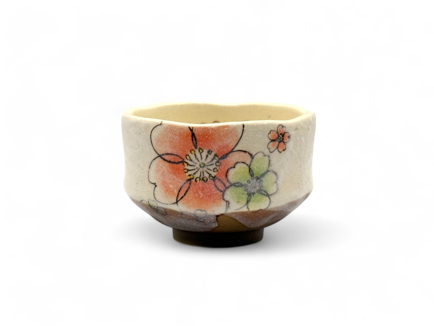 Akira Hana Beige Mino-yaki Chawan - Japanese Mini Matcha Bowl