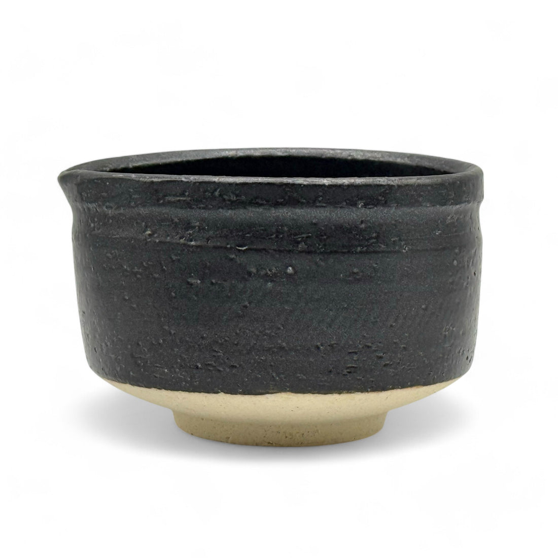 Kuro Black Kataguchi Mino-yaki Chawan - Japanese Matcha Bowl