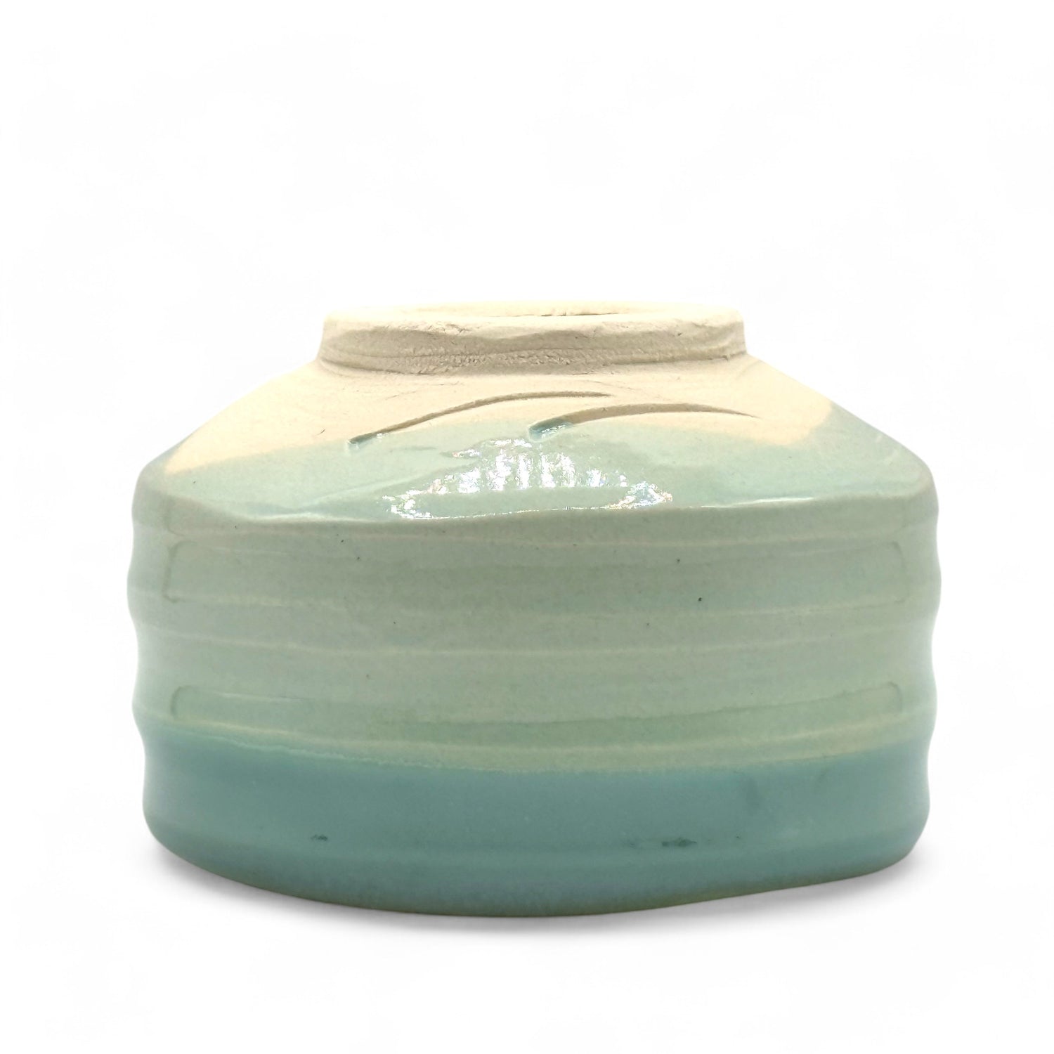 Hitogama Hiwa Green Mino-yaki Chawan - Japanese Matcha Bowl