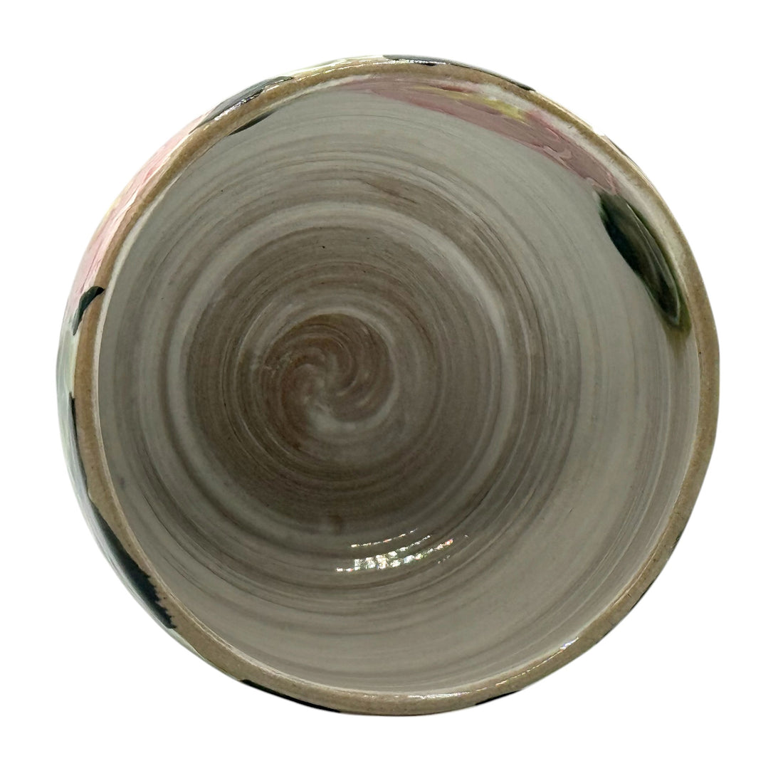 Red Peony Garden Mino-yaki Chawan - Japanese Matcha Bowl