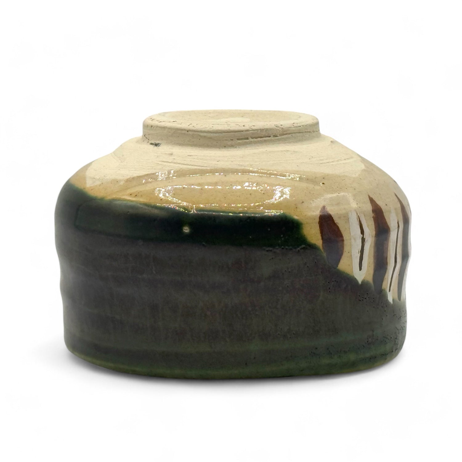 Oribe Tokusa Green Mino-yaki Chawan - Japanese Matcha Bowl