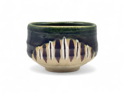 Oribe Tokusa Green Mino-yaki Chawan - Japanese Matcha Bowl