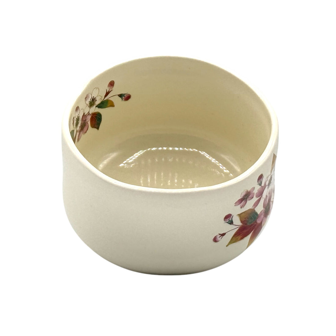 Cherry Hana White Mini Mino-yaki Chawan - Japanese Mini Matcha Bowl