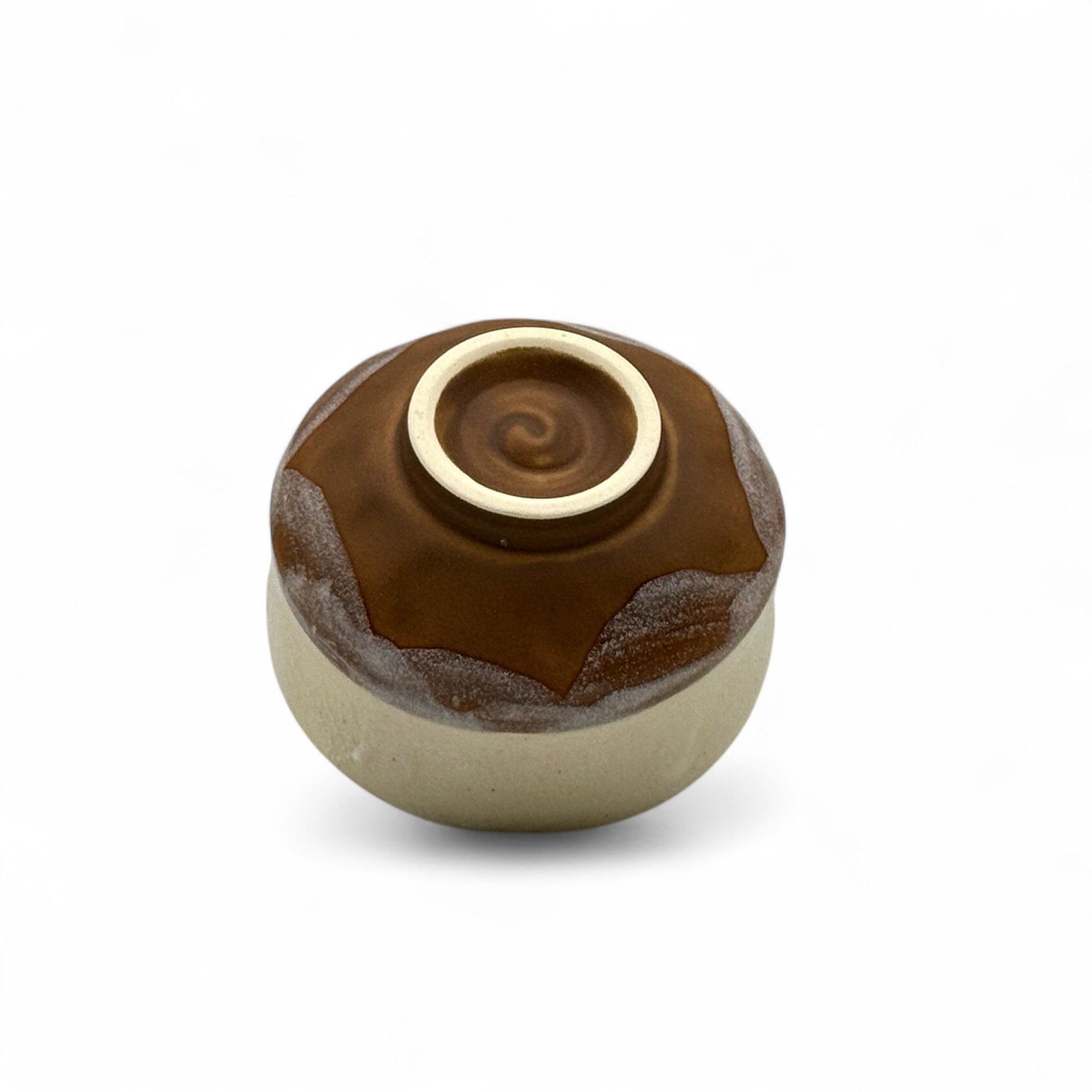 Yamazakura Cherry Blossom Beige Mino-yaki Chawan - Japanese Mini Matcha Bowl