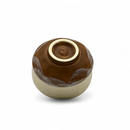 Yamazakura Cherry Blossom Beige Mino-yaki Chawan - Japanese Mini Matcha Bowl