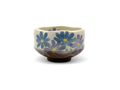 Kosumosu Blue Beige Mino-yaki Chawan - Japanese Mini Matcha Bowl