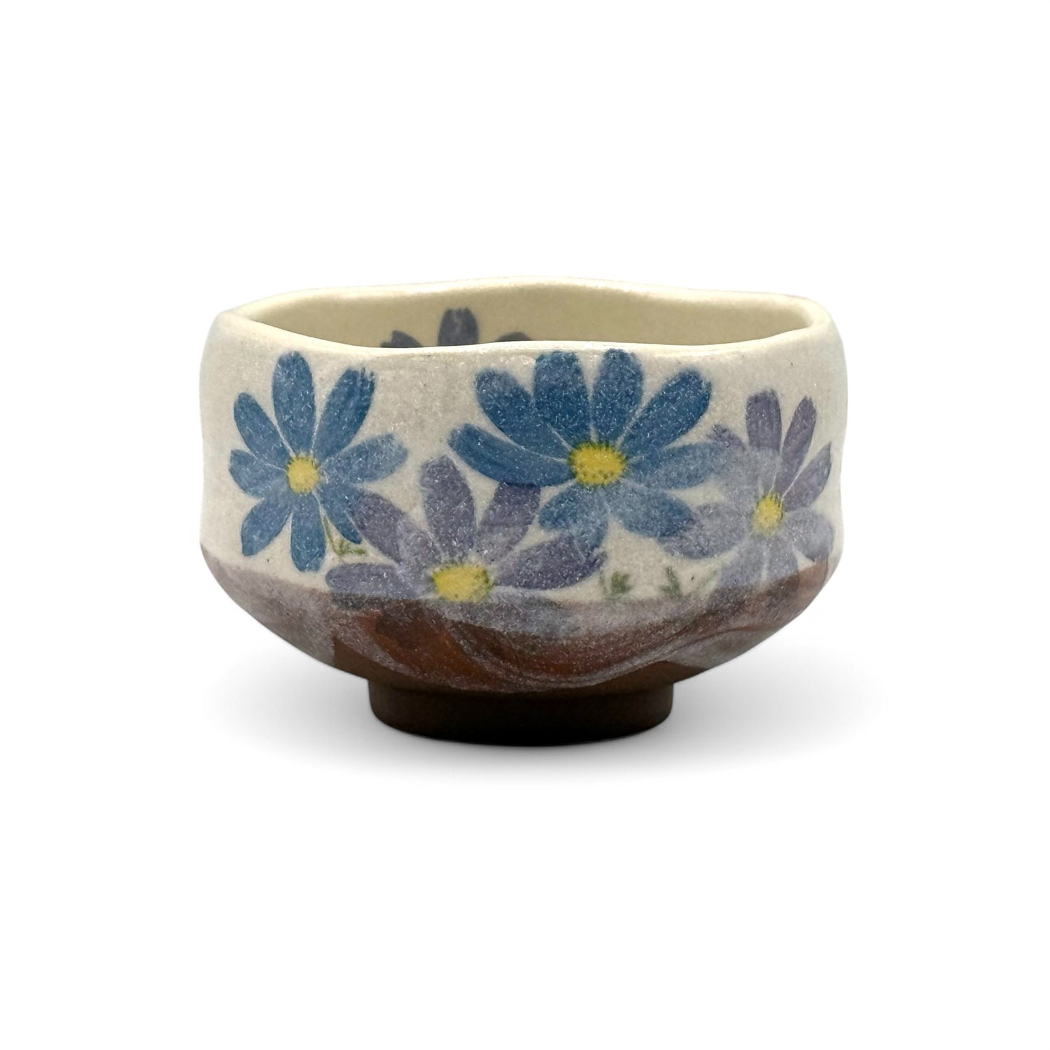 Kosumosu Blue Beige Mino-yaki Chawan - Japanese Mini Matcha Bowl