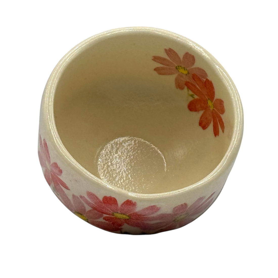 Kosumosu Red Beige Mino-yaki Chawan - Japanese Mini Matcha Bowl