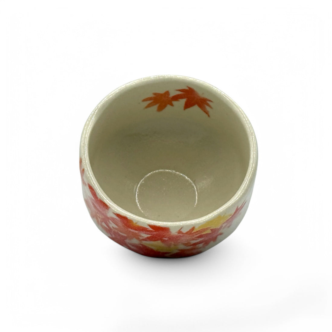 Nishiki Autumn Leaves Beige Mino-yaki Chawan - Japanese Mini Matcha Bowl