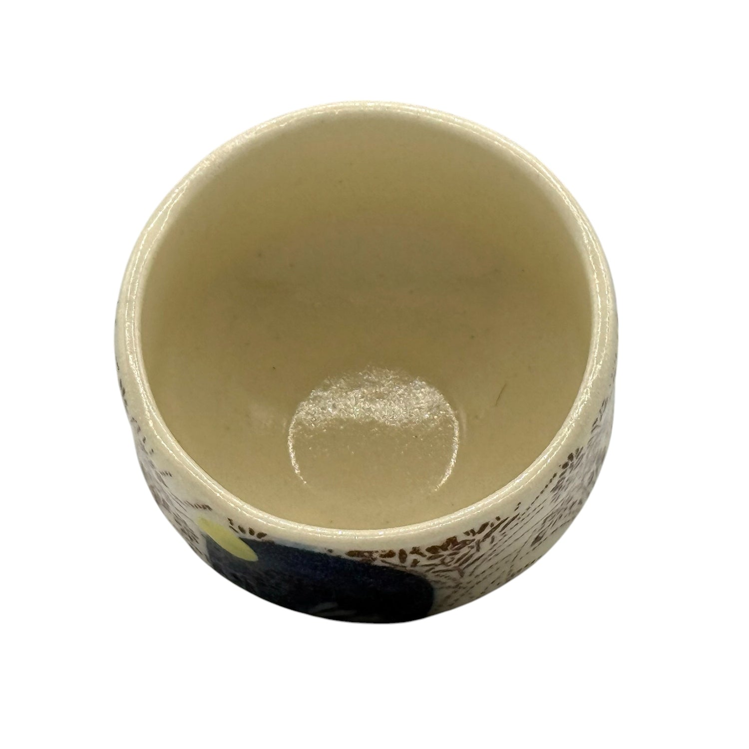 Tsuki Moon Rabbit Beige Mino-yaki Chawan - Japanese Mini Matcha Bowl