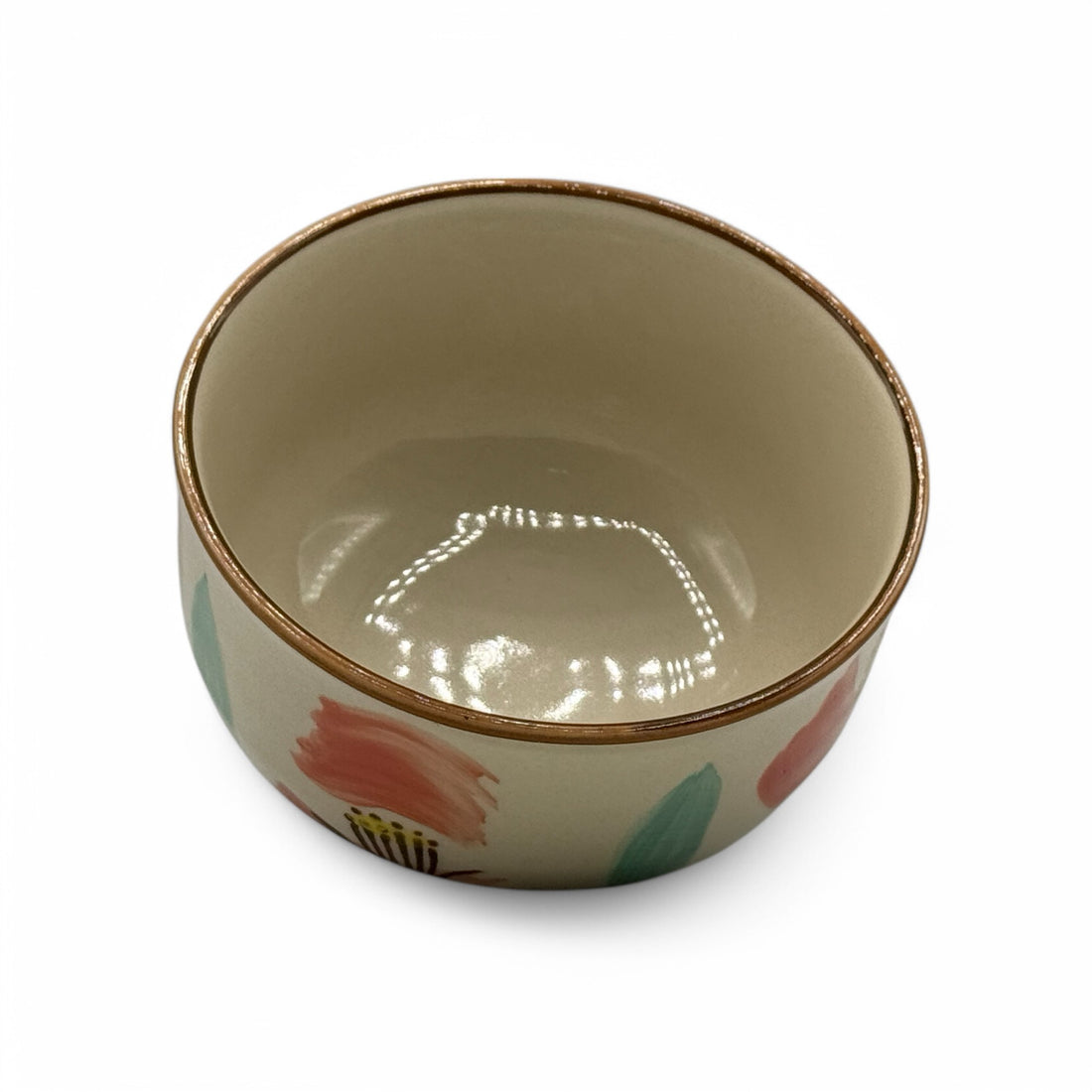 Akai Hana Beige Seto-yaki Chawan - Japanese Matcha Bowl