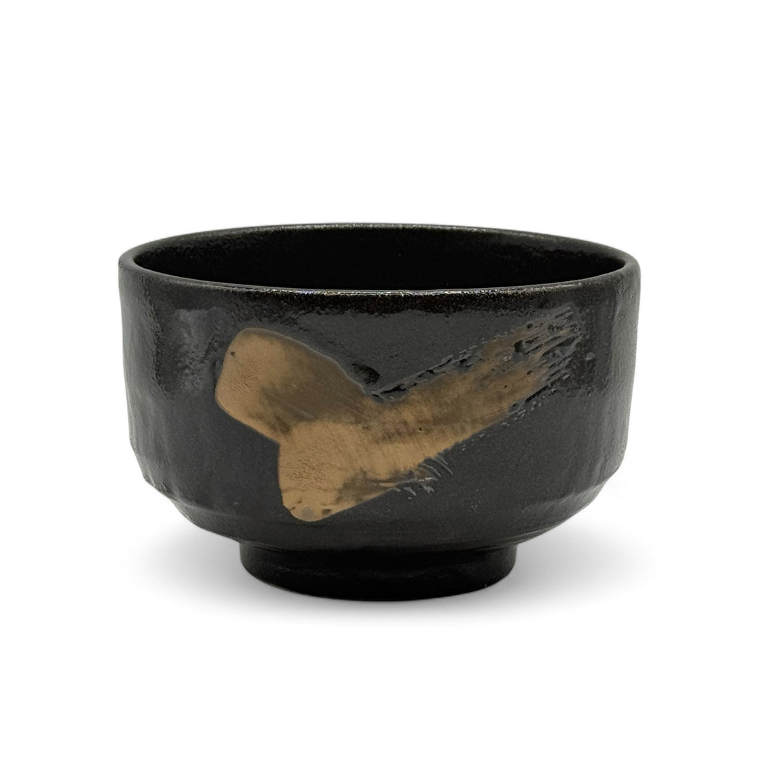 Kurogane Hake Black Mino-yaki Chawan by Genji - Japanese Matcha Bowl