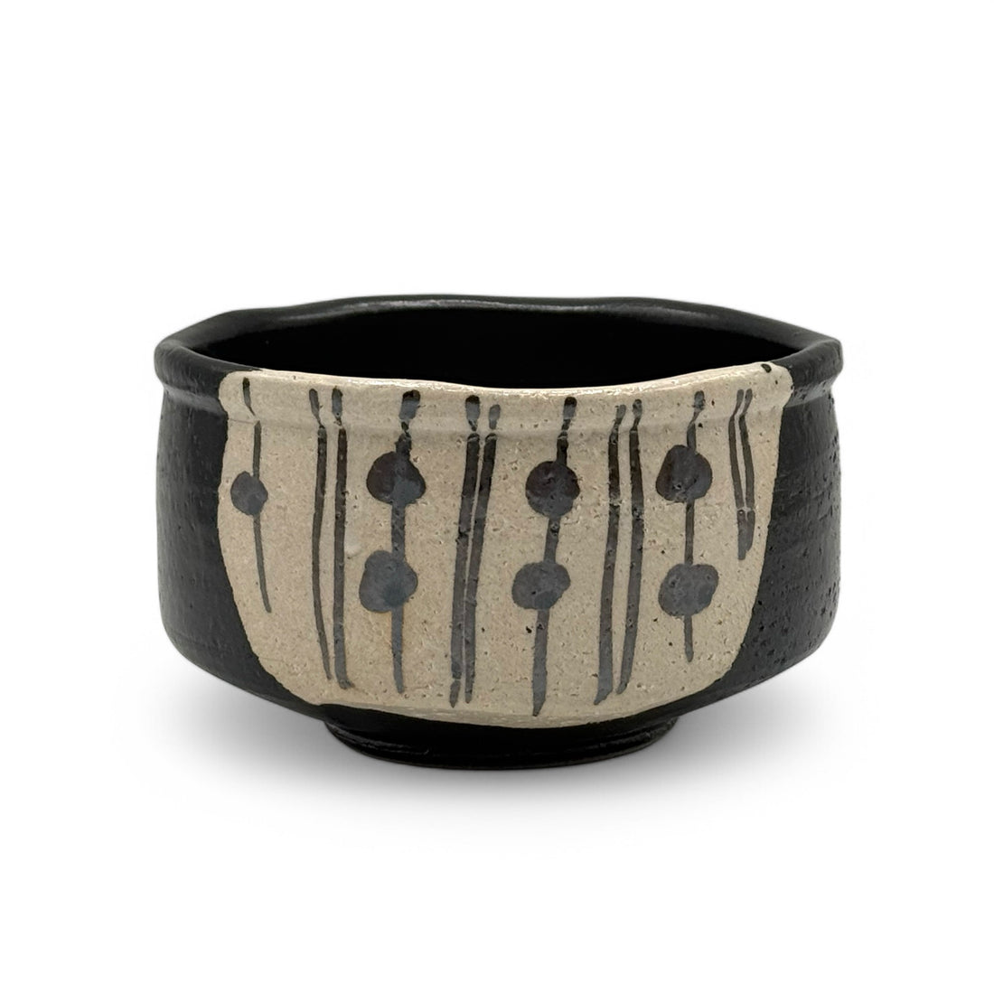 Black Oribe Mino-yaki Chawan - Japanese Matcha Bowl