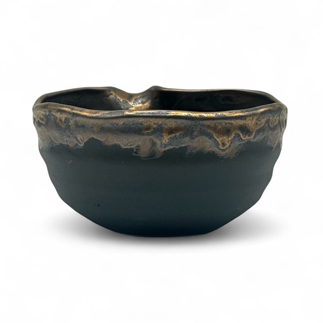 Kinkesshi Bronze Mino-yaki Kataguchi Chawan - Japanese Matcha Bowl