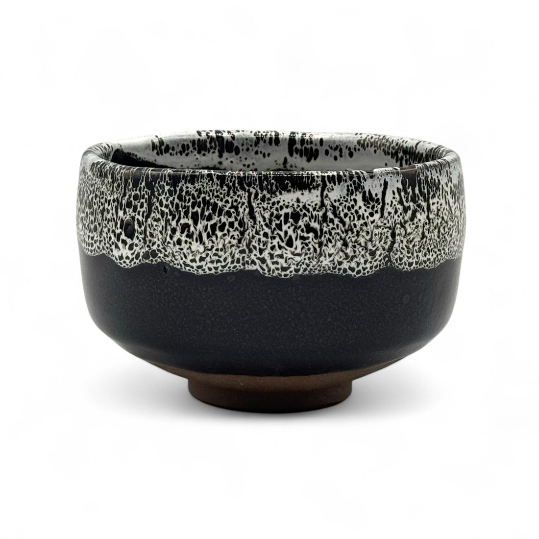 Tenmoku Shirasagashi Black Mino-yaki Chawan - Japanese Matcha Bowl