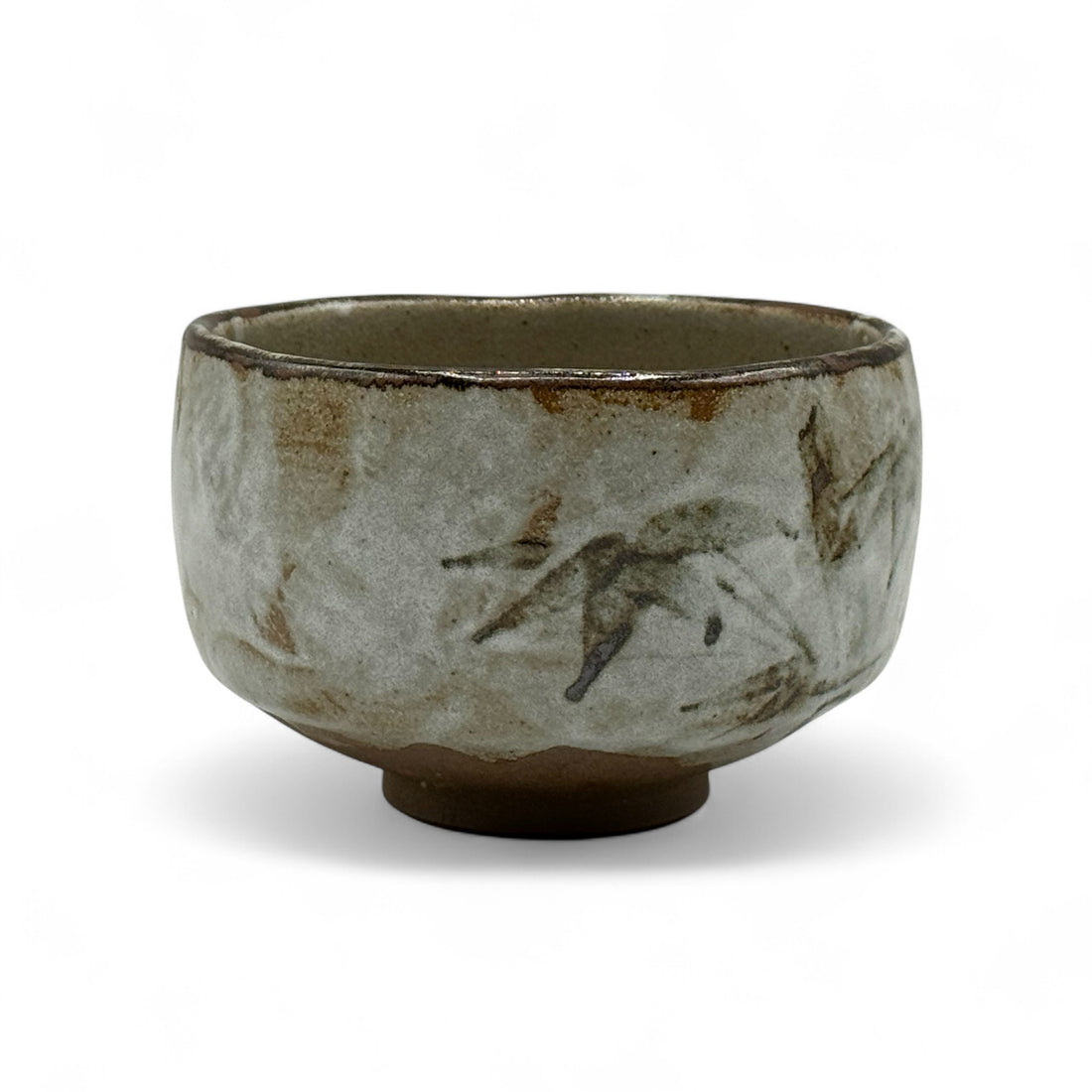 Yumuki Kinone Gray Mino-yaki Chawan - Japanese Matcha Bowl