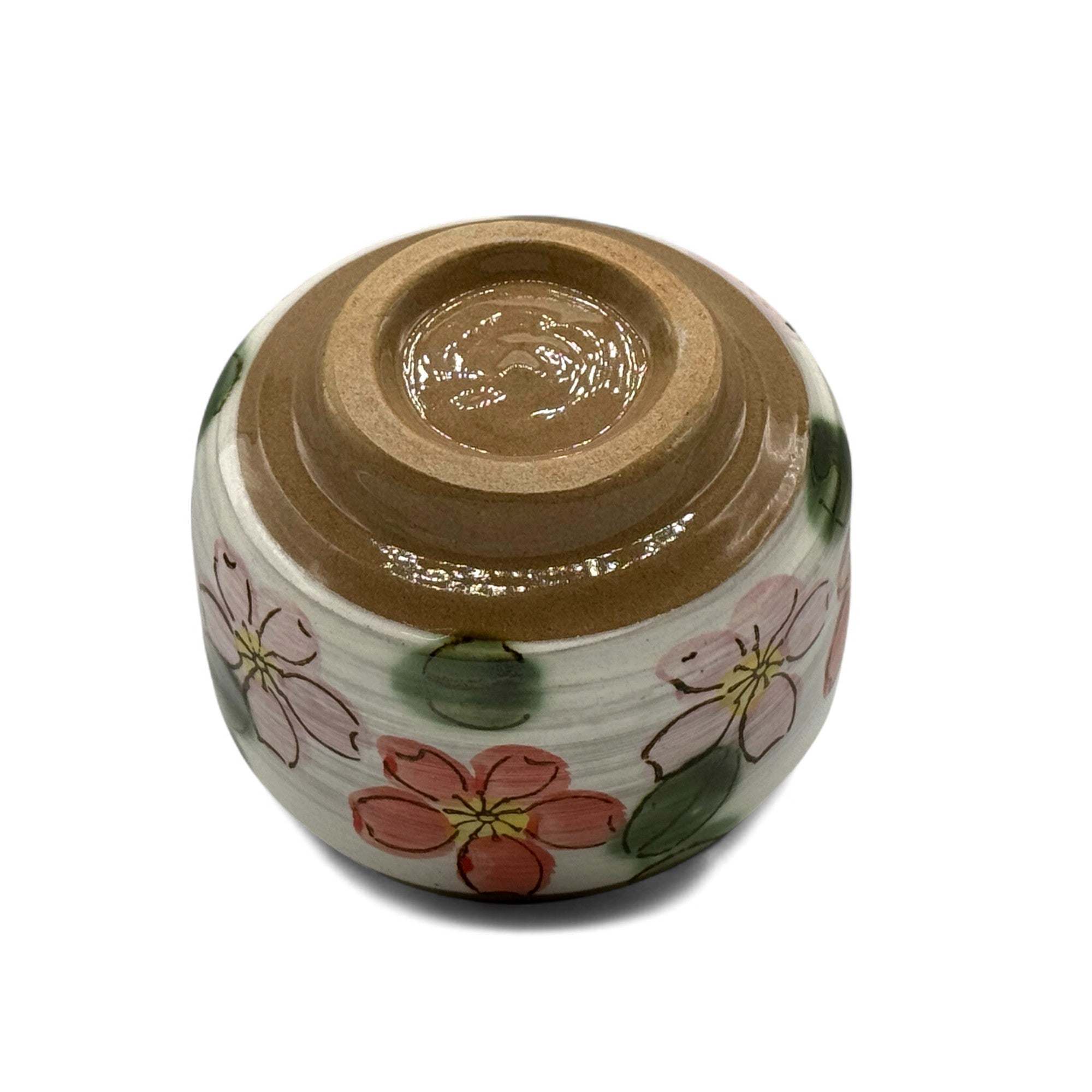 Cherry Red Blossom Garden Mino-yaki Chawan - Japanese Matcha Bowl