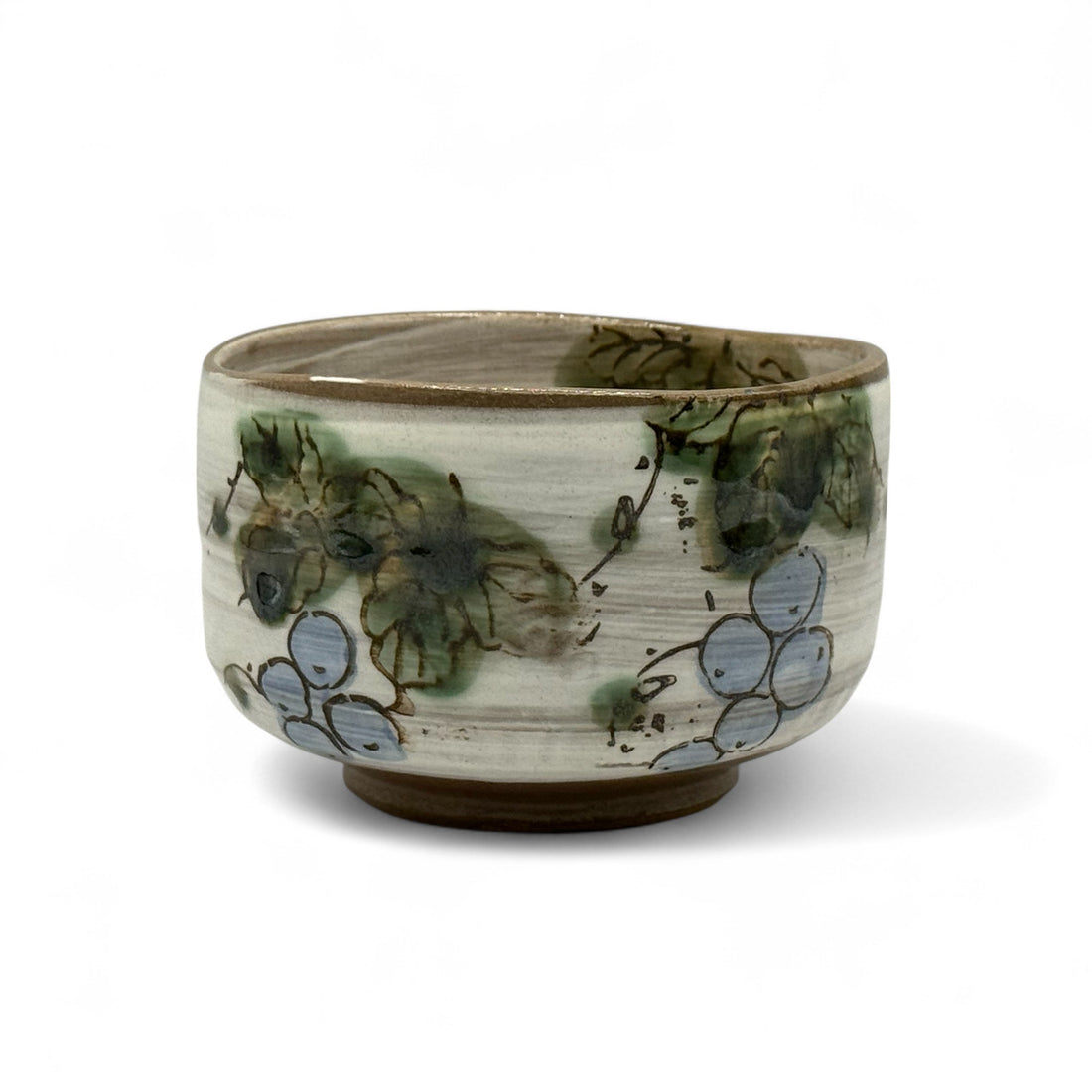 Grapevine Blue Garden Mino-yaki Chawan - Japanese Matcha Bowl