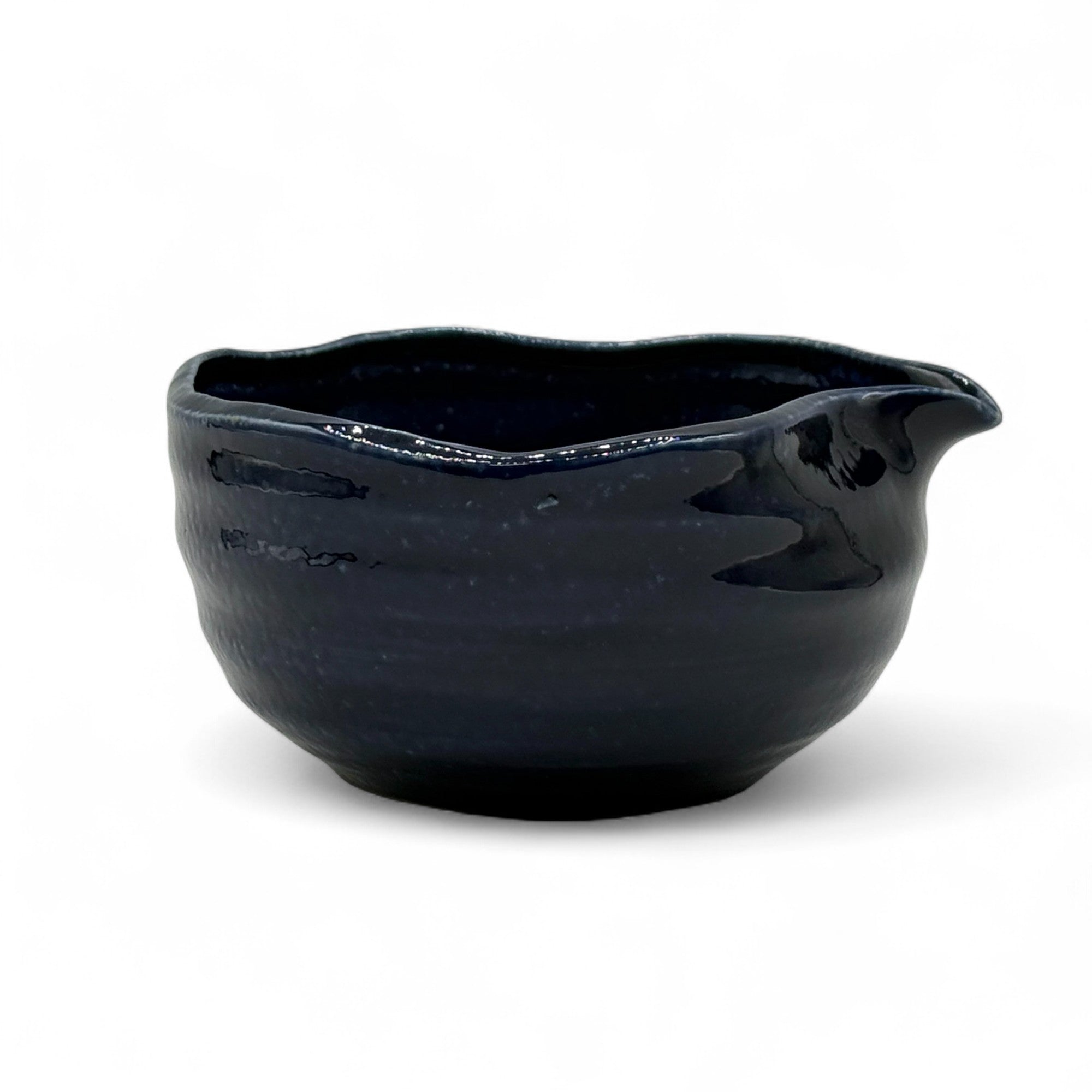 Namako Blue Mino-yaki Kataguchi Chawan - Japanese Matcha Bowl