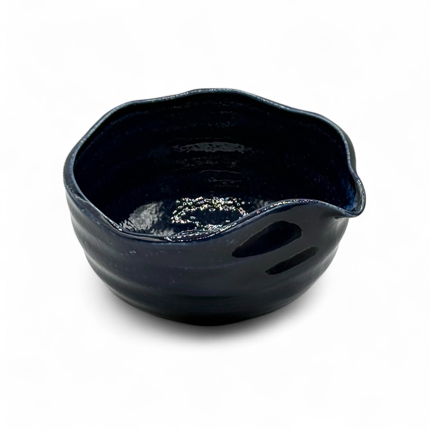 Namako Blue Mino-yaki Kataguchi Chawan - Japanese Matcha Bowl