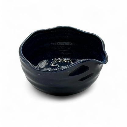 Namako Blue Mino-yaki Kataguchi Chawan - Japanese Matcha Bowl