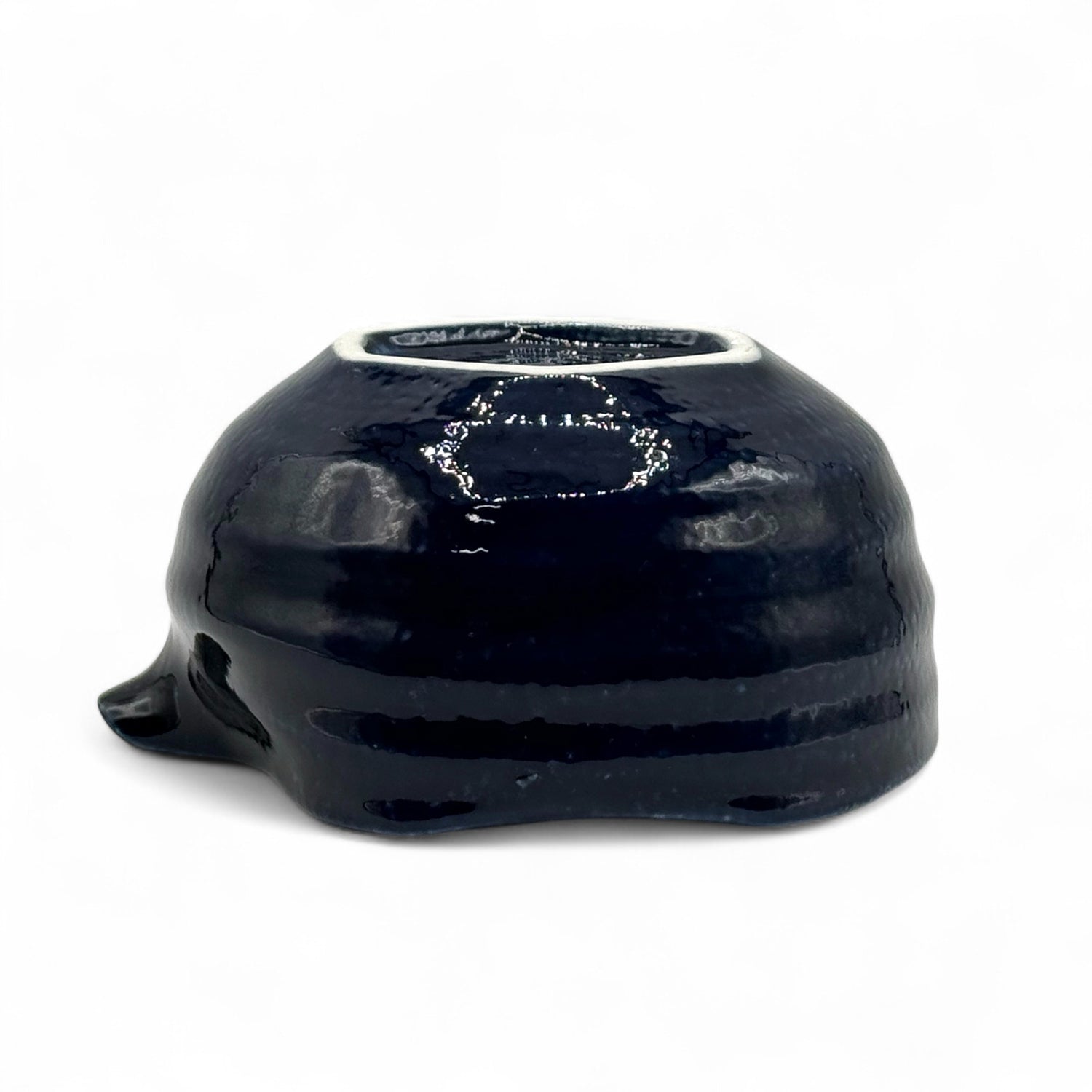 Namako Blue Mino-yaki Kataguchi Chawan - Japanese Matcha Bowl