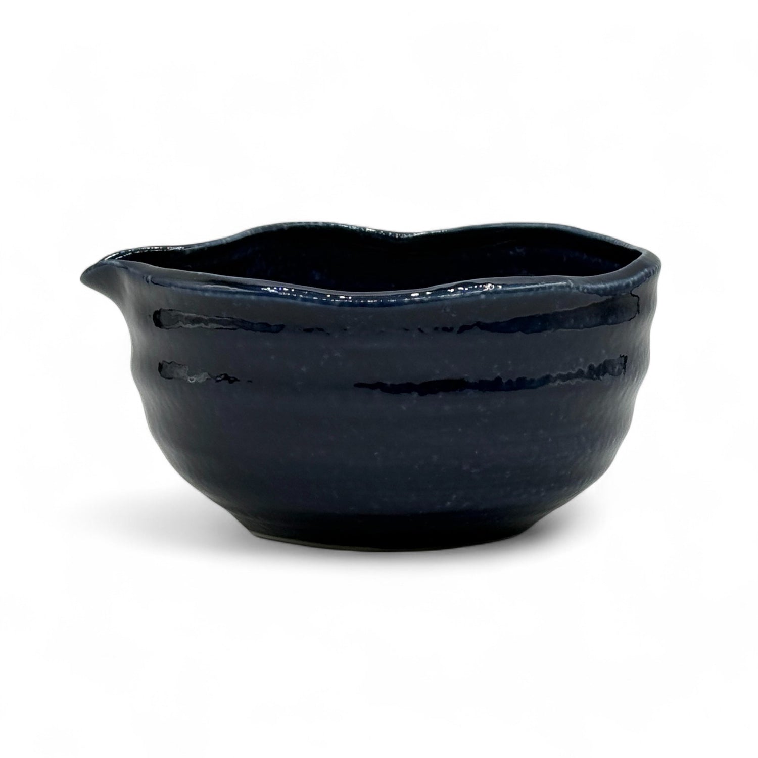 Namako Blue Mino-yaki Kataguchi Chawan - Japanese Matcha Bowl
