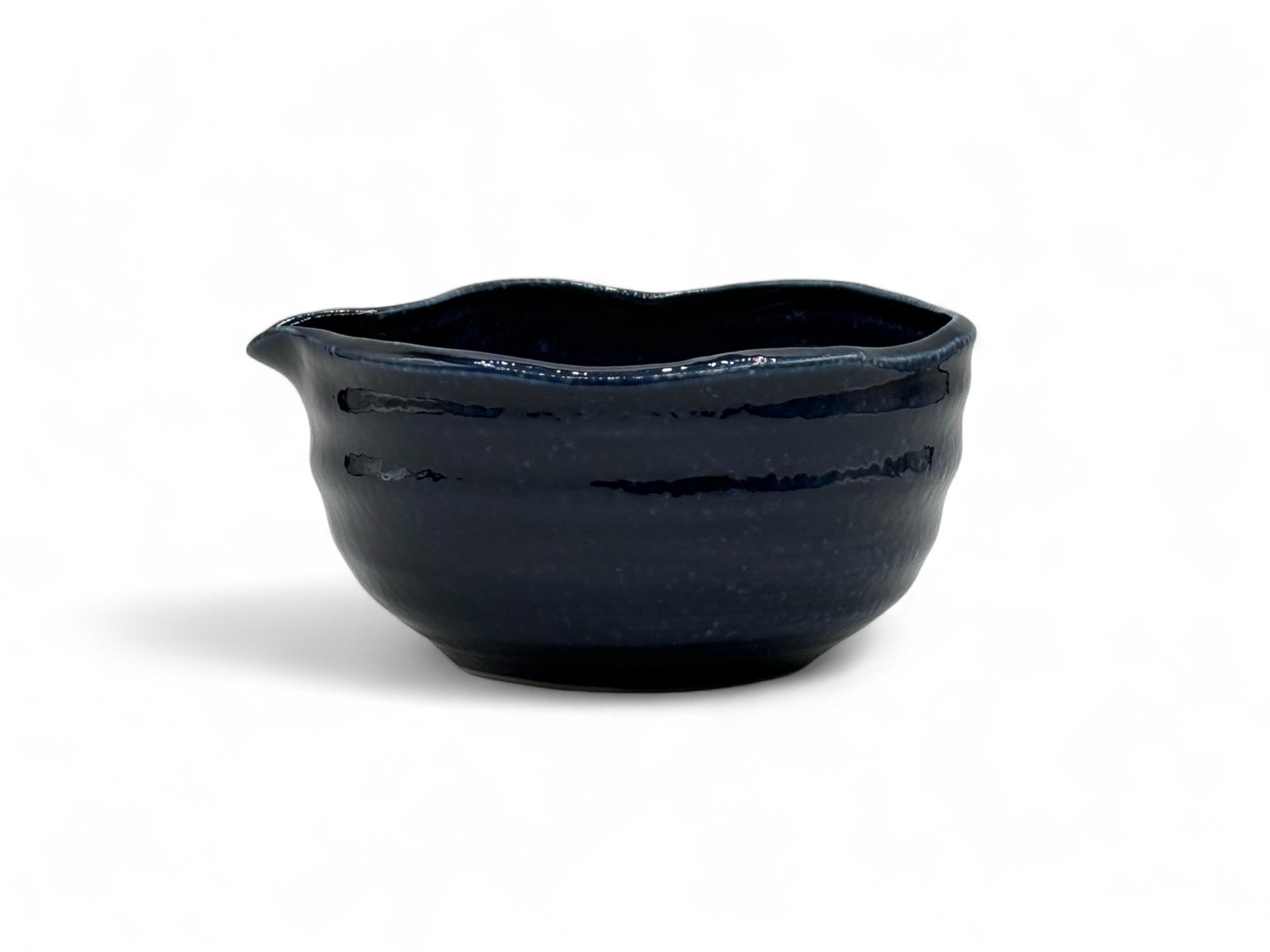 Namako Blue Mino-yaki Kataguchi Chawan - Japanese Matcha Bowl