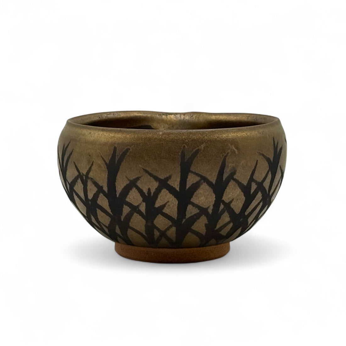 Kogane no Kusa Gold Mino-yaki Kataguchi Chawan by Masamura - Japanese Matcha Bowl