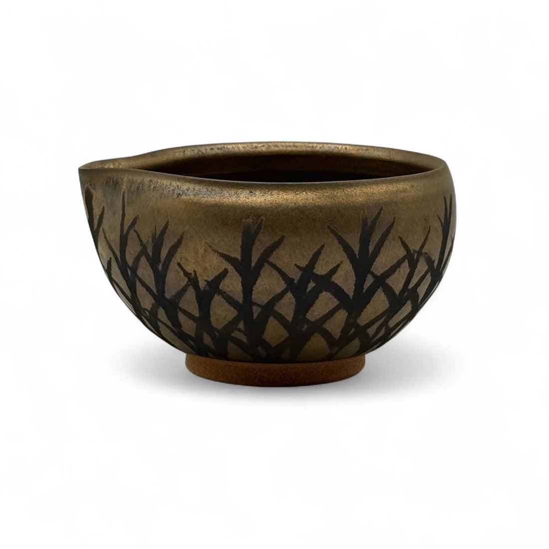 Kogane no Kusa Gold Mino-yaki Kataguchi Chawan by Masamura - Japanese Matcha Bowl