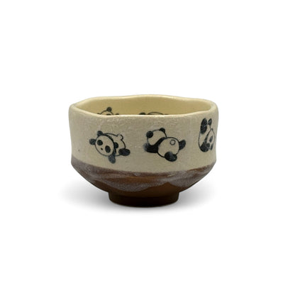 Panda Beige Mino-yaki Chawan - Japanese Mini Matcha Bowl