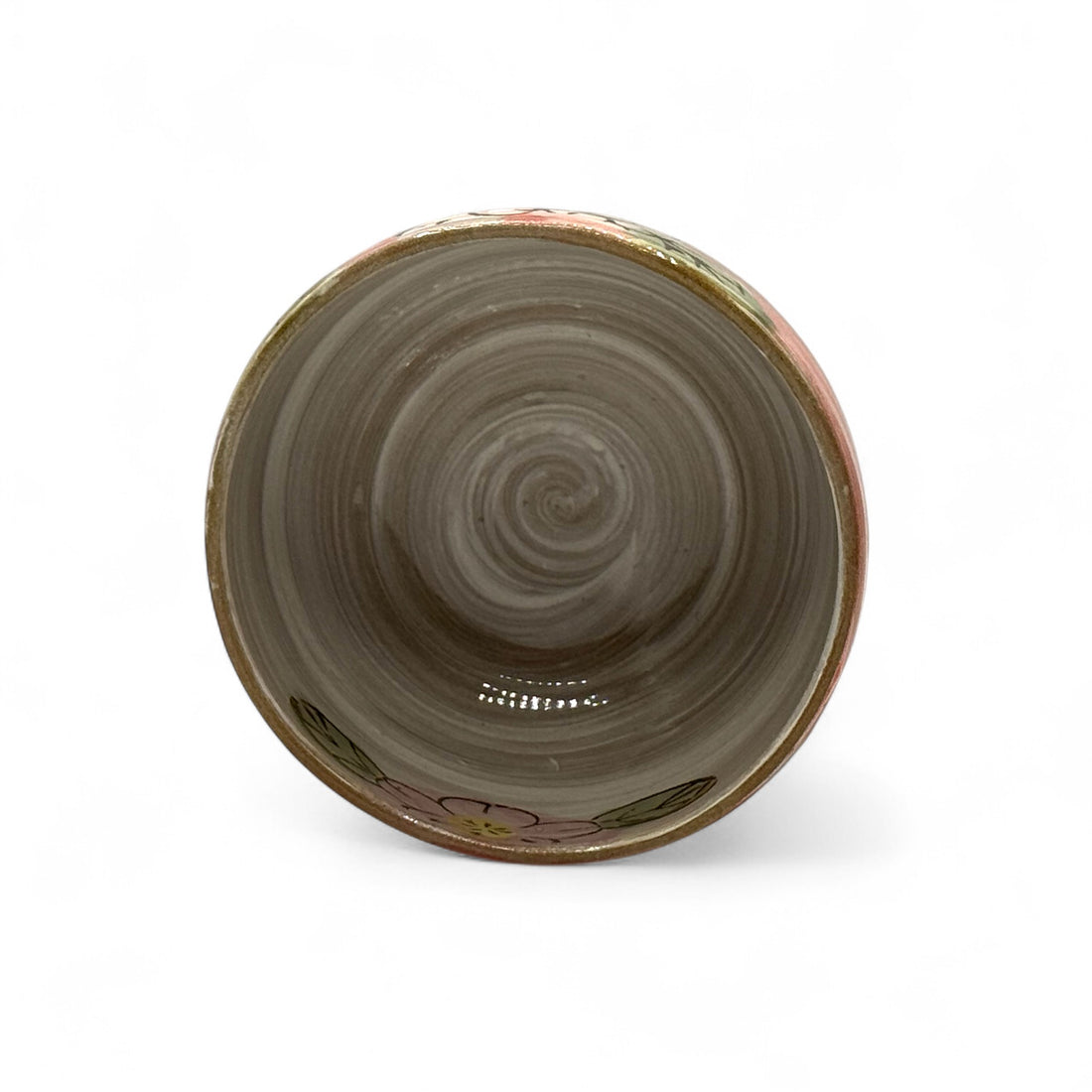 Patterned Cherry Red Blossom Mino-yaki Chawan - Japanese Matcha Bowl