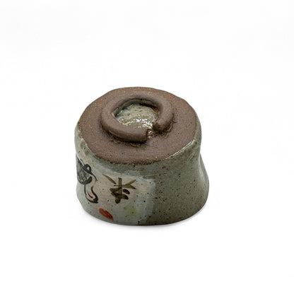 Kame Turtle Tedzukuri Gray Mino-yaki Chawan - Japanese Mini Matcha Bowl