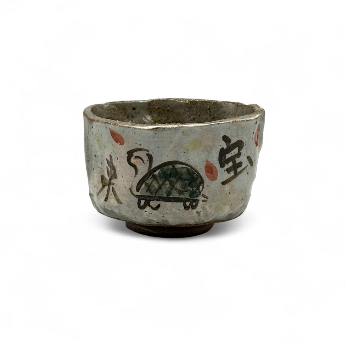 Kame Turtle Tedzukuri Gray Mino-yaki Chawan - Japanese Mini Matcha Bowl