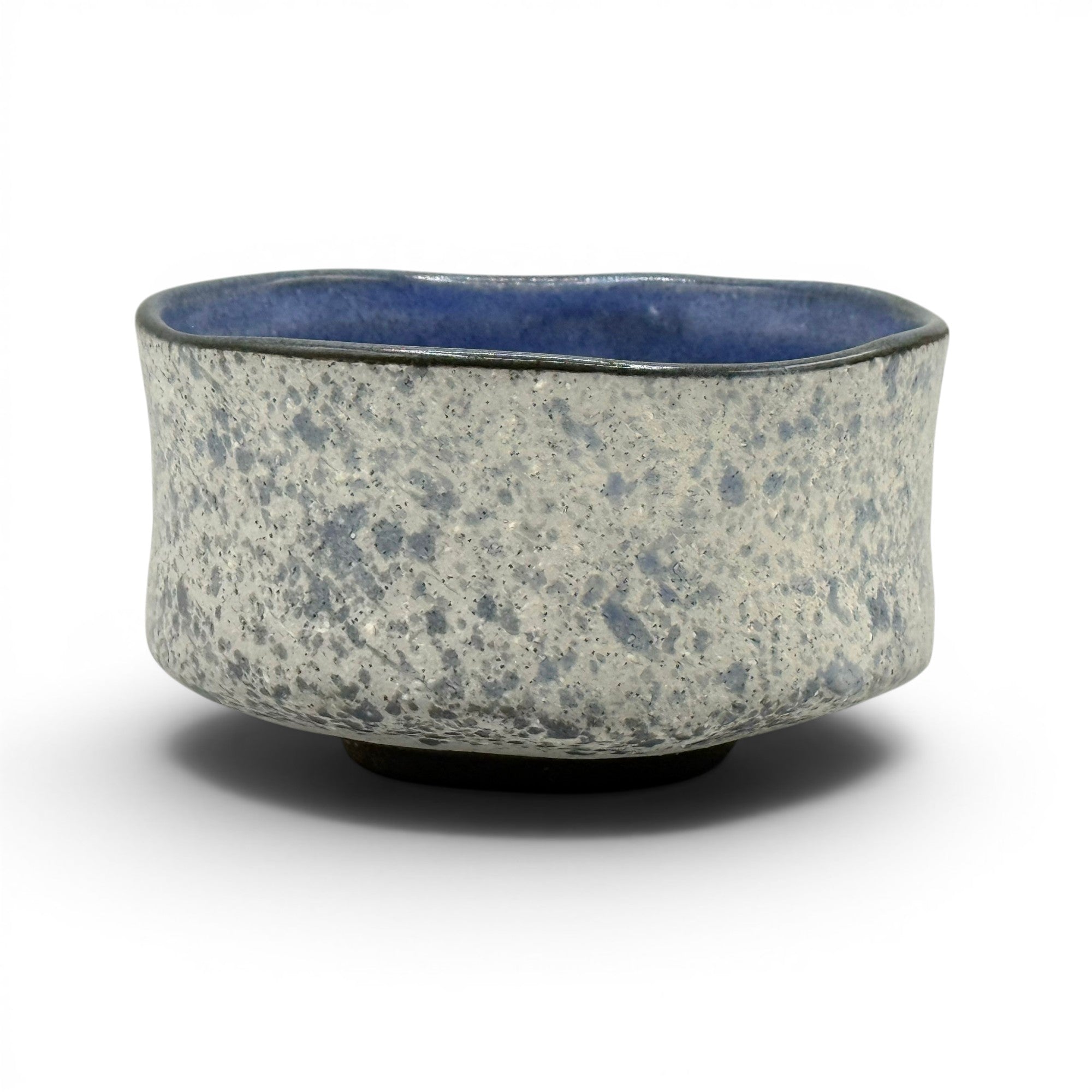 Ishi Stone Gray Blue Mino-yaki Chawan - Japanese Matcha Bowl