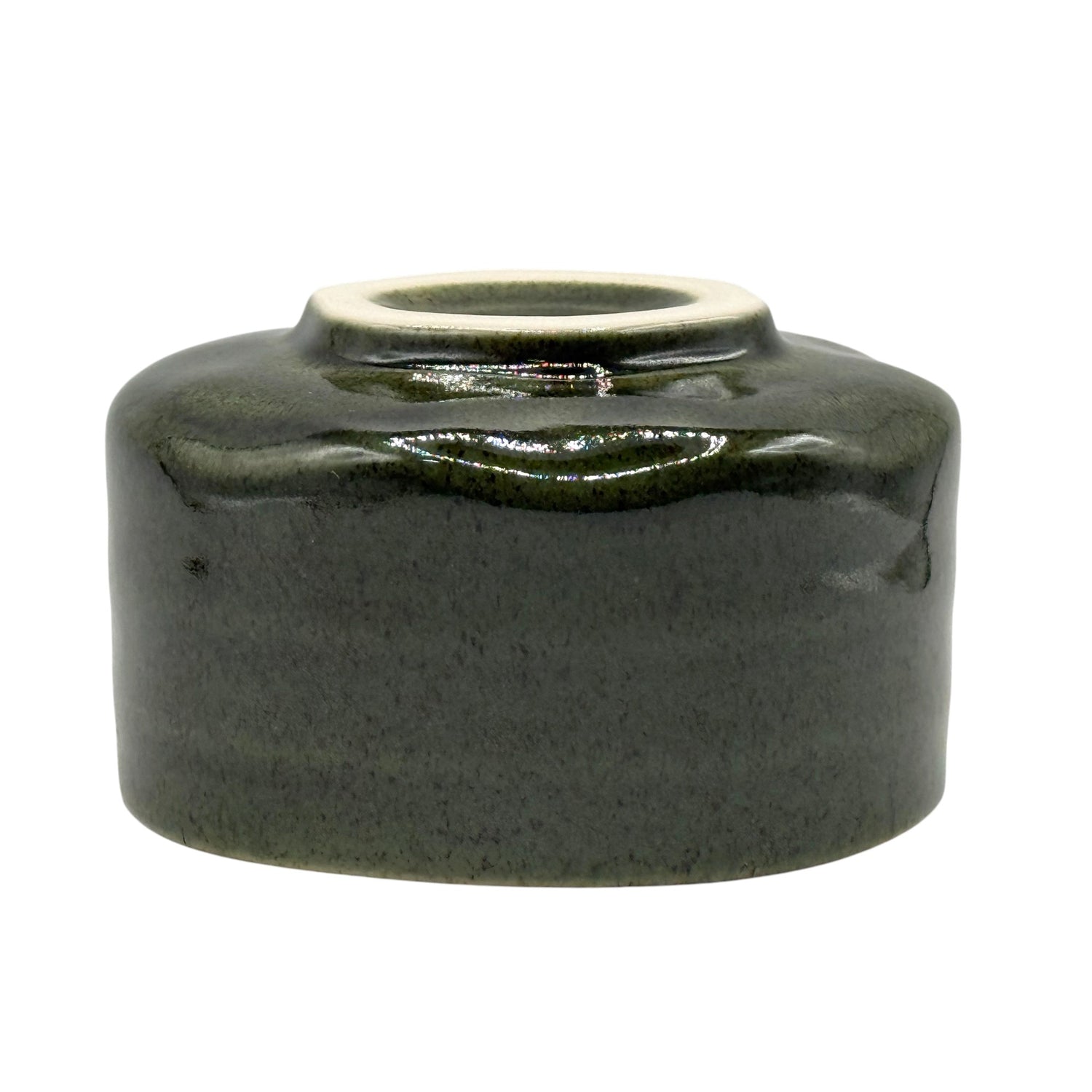 Oribe Green Kiridate Oribe-yaki Chawan - Japanese Matcha Bowl