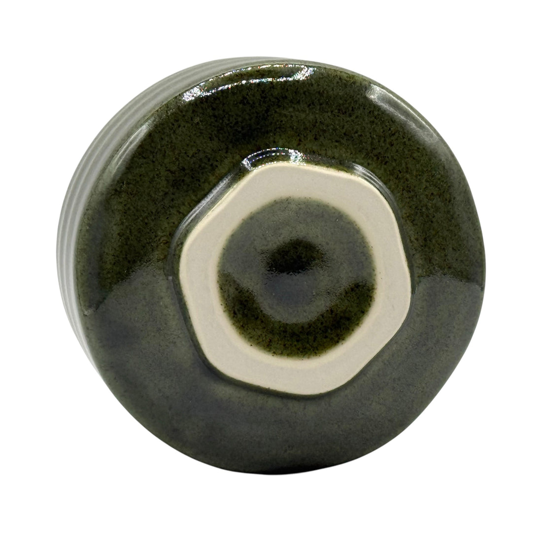 Oribe Green Kiridate Oribe-yaki Chawan - Japanese Matcha Bowl