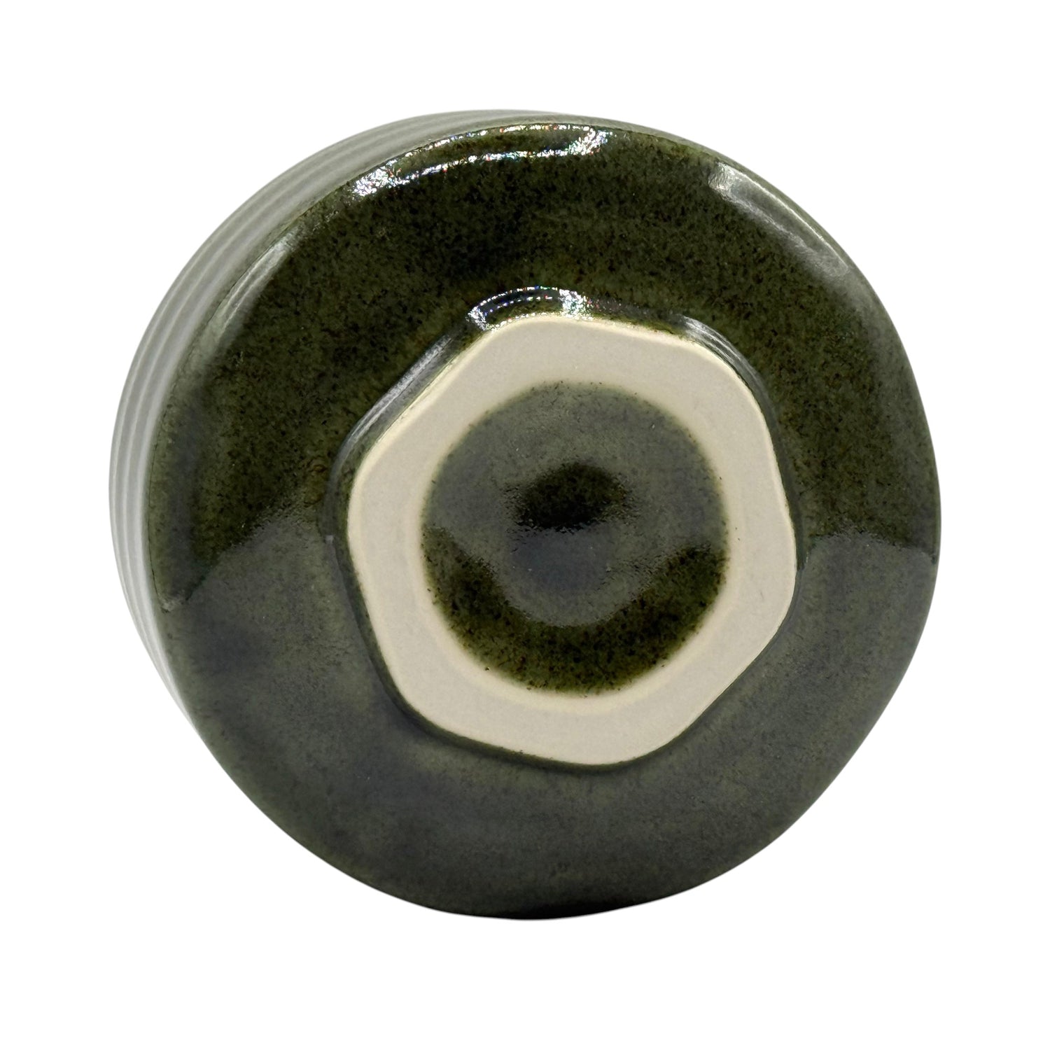 Oribe Green Kiridate Oribe-yaki Chawan - Japanese Matcha Bowl
