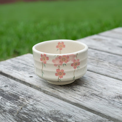 Pink Sakura Flowers Ceramic Matcha Bowl