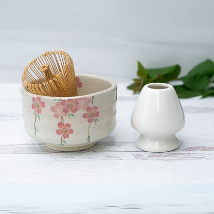 Pink Sakura Flowers Ceramic Matcha Bowl