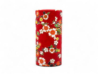 Matsuri Red Washi Paper Wrapped Tea Canister (L) - Japanese Chazutsu