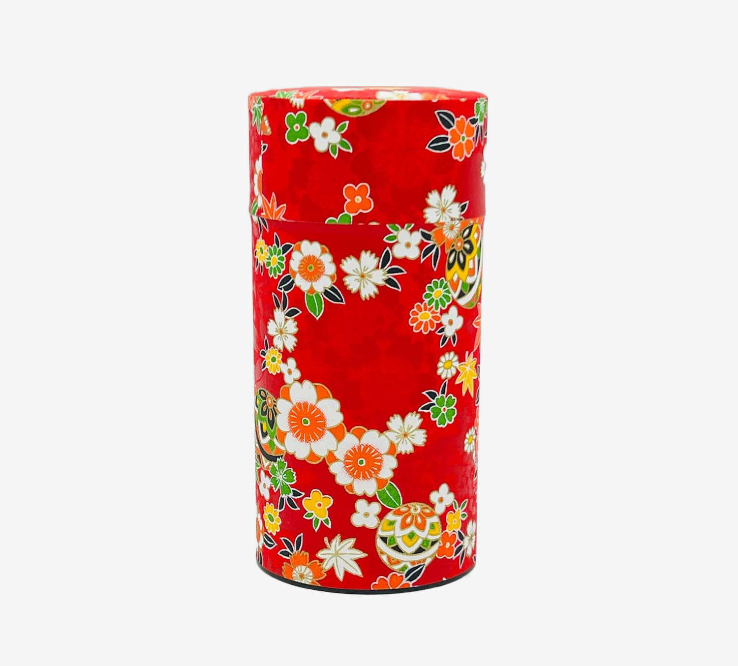 Matsuri Red Washi Paper Wrapped Tea Canister - Japanese Chazutsu Teaware Inoue Tea