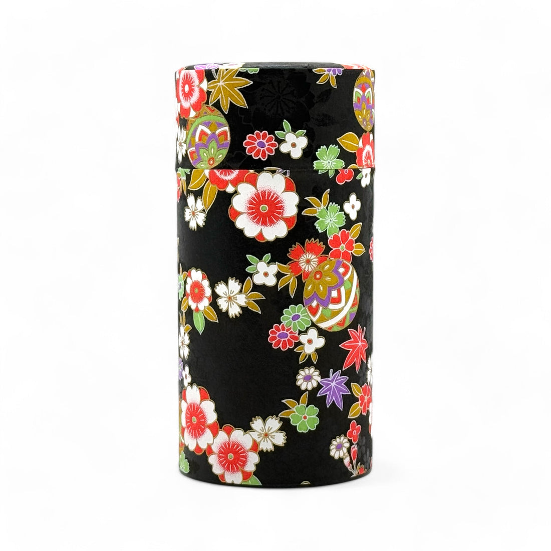 Matsuri Black Washi Paper Wrapped Tea Canister (L) - Japanese Chazutsu